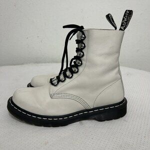 Dr Martens 1460 Pascal HDW Bone Virginia Boots Size 8 Lace-up Soft Leather